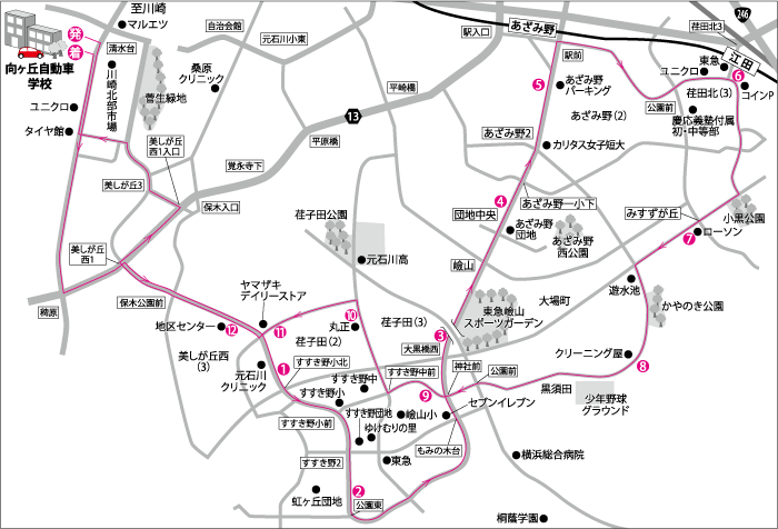 あざみ野・江田線バス路線図